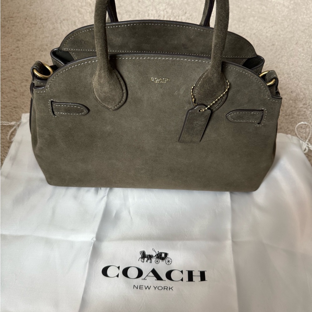 Coach Suede Empire 28 Satchel in Olive Green